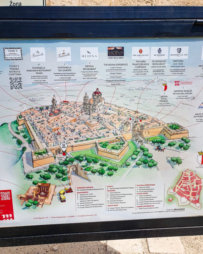 A map showing the walled city of Mdina, Malta "Eight Amazing Things to See in Malta"