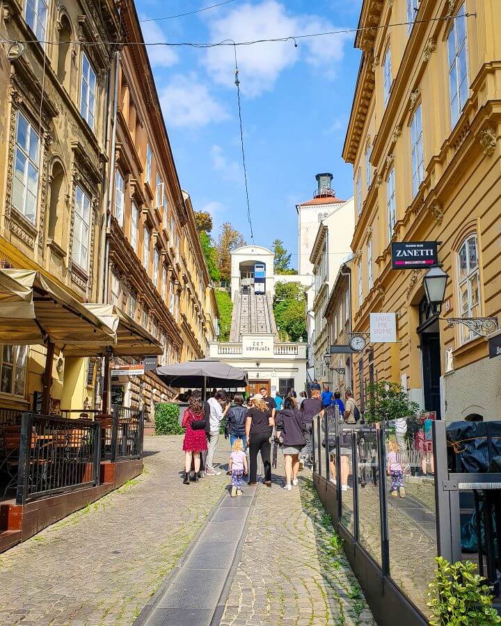 A view of the Zagreb funicular in Croatia from the bottom "How to Affordably See Zagreb"